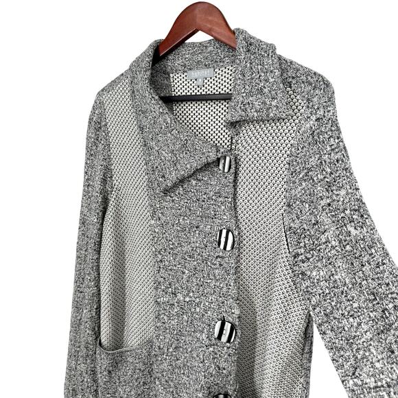 Habitat Sz Medium Black White Wearable Art to Wear Artsy Jacket Blouse Shirt Top - Picture 7 of 8